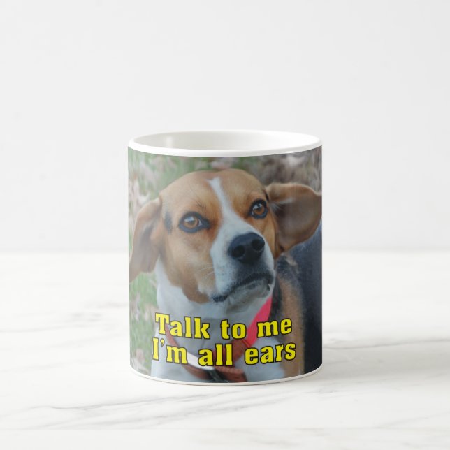 Lustiges Gespräch zu mir bin ich aller Ohr-Beagle Kaffeetasse (Mittel)