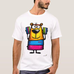 Lustiges Gewichtheber-Bär-Cartoon-T-Shirt T-Shirt