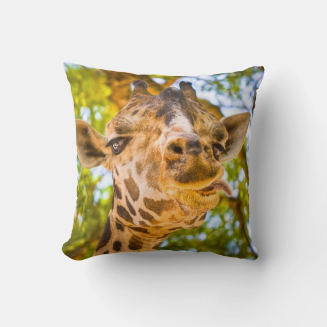 Lustiges Giraffen-Gesicht Kissen (Vorderseite)