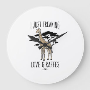 Lustiges Giraffenliebhaber Vintage-Gravur-Shirt-De Große Wanduhr