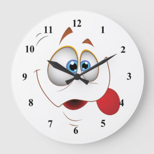 Lustiges glückliches Gesichts-blaue Augen Große Wanduhr