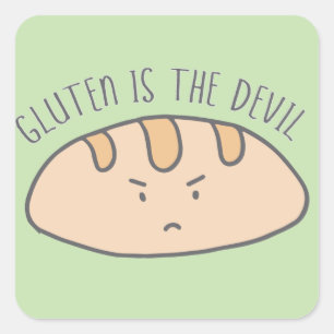 Lustiges Gluten ist die Teufel-Aufkleber Quadratischer Aufkleber