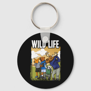 Lustiges Golf-Shirt mit Hirsch Waschbär Elch Bär G Schlüsselanhänger