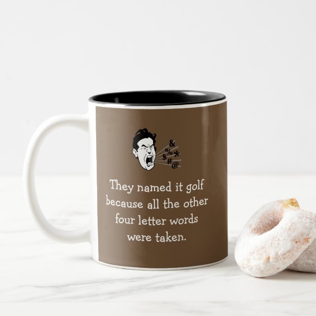Lustiges Golf-Zitat Zweifarbige Tasse (Mit Donut)