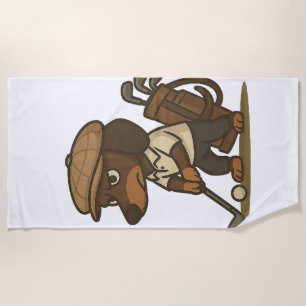 Lustiges Golfer-Geschenk � Dachshund auf dem Absch Strandtuch