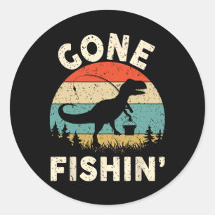 Lustiges Gone Fishing-Shirt Männer Frauen Jugend J Runder Aufkleber