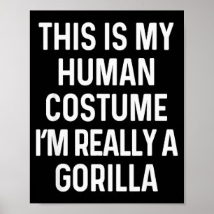 Lustiges Gorillakostüm-Shirt Halloween Erwachsene Poster