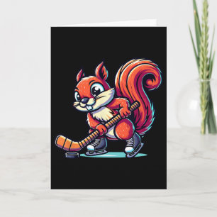 Lustiges Grafik eines Eichhörnchen-Eishockeyspiele Karte