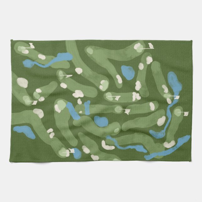 Lustiges Grafik-Golfplatz-Tuch Geschirrtuch (Horizontal)