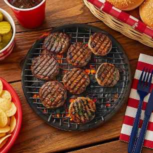 Lustiges Grillen von Burgern Pappteller
