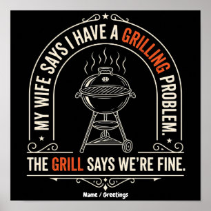 Lustiges Grillproblem BBQ Humor Grillmeister Gesch Poster
