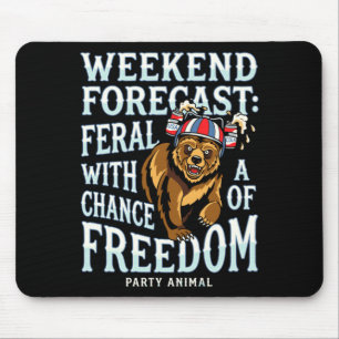 Lustiges Grizzly-Bär patriotischer Sommer Freiheit Mousepad