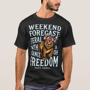 Lustiges Grizzlybär-Patriotismus-Sommer-Freiheit H T-Shirt