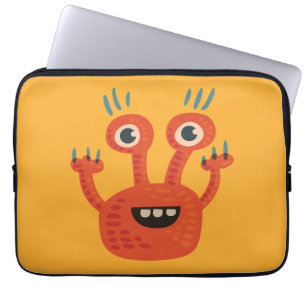 Lustiges großes mit Augen lächelndes niedliches Laptopschutzhülle