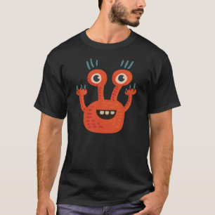 Lustiges großes mit Augen orange glückliches T-Shirt