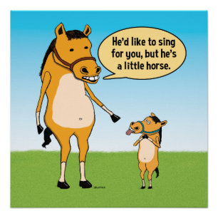 Lustiges großes Pferd und kleines Pferdeplakat Poster