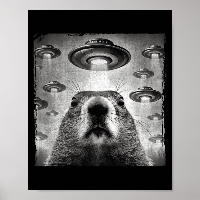 Lustiges Groundhog-Selfie mit Alien-Ufos Groundhog Poster (Vorne)