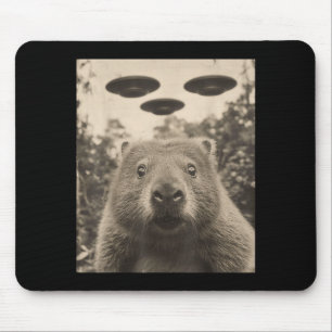 Lustiges Groundhog-Selfie mit UFOs seltsames Murme Mousepad