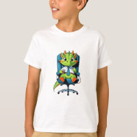 Lustiges grünes Drachen Cartoon Kinder T-Shirt