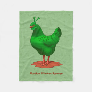 Lustiges grünes Marsalien-Huhn Fleecedecke