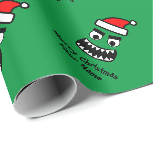 Lustiges grünes Monster-Kinder-Weihnachts-Geschenk Geschenkpapier