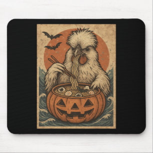 Lustiges Gruseliges Silkie-Huhn Kürbis Japanisches Mousepad