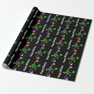 Lustiges Gummihuhn, das Pickleball spielt Geschenkpapier