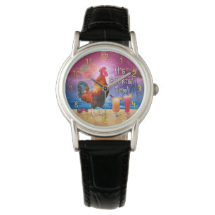 Lustiges Hahn-Huhn, das tropisches Strand-Meer Armbanduhr
