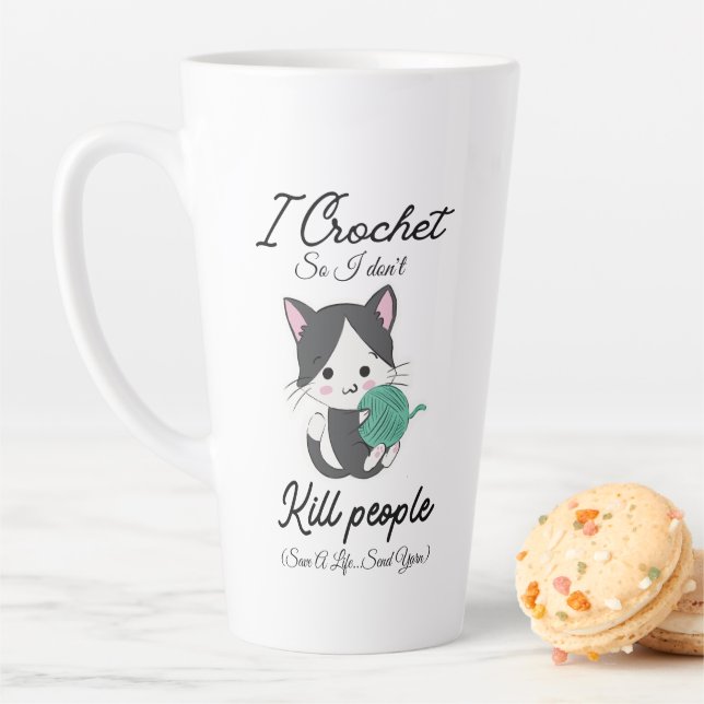 Lustiges Häkel-Zitat Garnliebhaber-Design Milchtasse (Beispiel)
