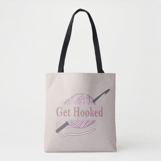 lustiges Häkelkoketter-Sprichwort Tasche (Vorderseite)