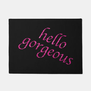 Lustiges hallo-herrliches Zitat-Girly rosa Glitzer Fußmatte