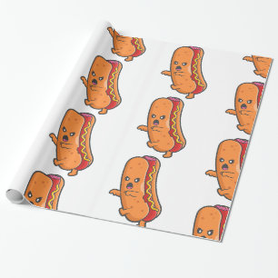 lustiges Hallover-Hot-Dog-Monster Geschenkpapier