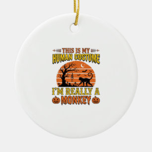 Lustiges Halloween-Affen-Menschen-Kostüm-Shirt-Des Keramik Ornament