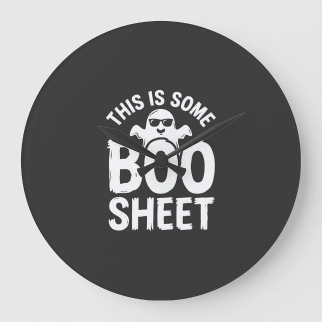 Lustiges Halloween Boo Sheet Gespenst Design_1 Große Wanduhr (Vorderseite)