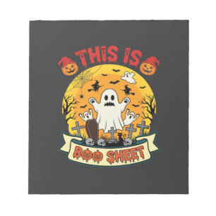 Lustiges Halloween Boo Sheet Gespenst Friedhof Notizblock