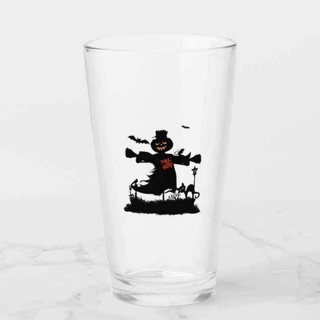 Lustiges Halloween-Design mit Vogelscheuche Glas (Vorderseite)