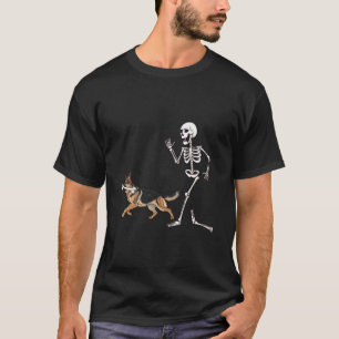 Lustiges Halloween Deutscher Schäferhund und Skele T-Shirt