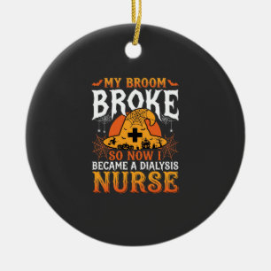 Lustiges Halloween Dialyse Krankenschwester Hexenb Keramik Ornament