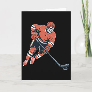 Lustiges Halloween-Eishockey-Skelett Karte
