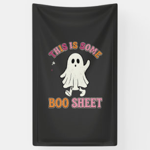 Lustiges Halloween-Geist Boo-Blatt Floral Retro-De Banner
