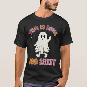 Lustiges Halloween-Gespenst Boo-Blatt Floral Retro T-Shirt