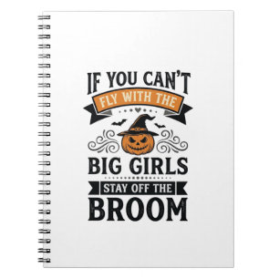 Lustiges Halloween großer Mädchen Besen Vintage-Sh Notizblock