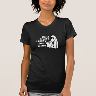 Lustiges Halloween   handelt Süßigkeit für Wein T-Shirt