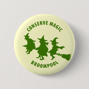 Lustiges Halloween-Hexe-Grün Button