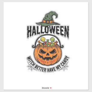 Lustiges Halloween-Hexen-Süßigkeiten-Kürbis-Shirt- Aufkleber