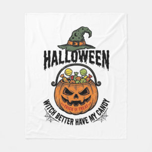 Lustiges Halloween-Hexen-Süßigkeiten-Kürbis-Shirt- Fleecedecke