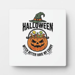 Lustiges Halloween-Hexen-Süßigkeiten-Kürbis-Shirt- Fotoplatte