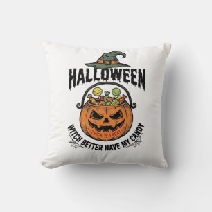Lustiges Halloween-Hexen-Süßigkeiten-Kürbis-Shirt- Kissen