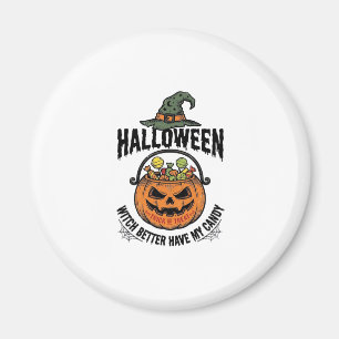 Lustiges Halloween-Hexen-Süßigkeiten-Kürbis-Shirt- Magnet