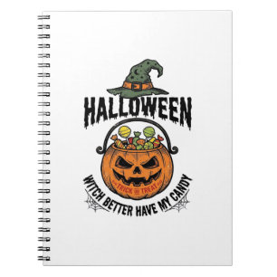 Lustiges Halloween-Hexen-Süßigkeiten-Kürbis-Shirt- Notizblock